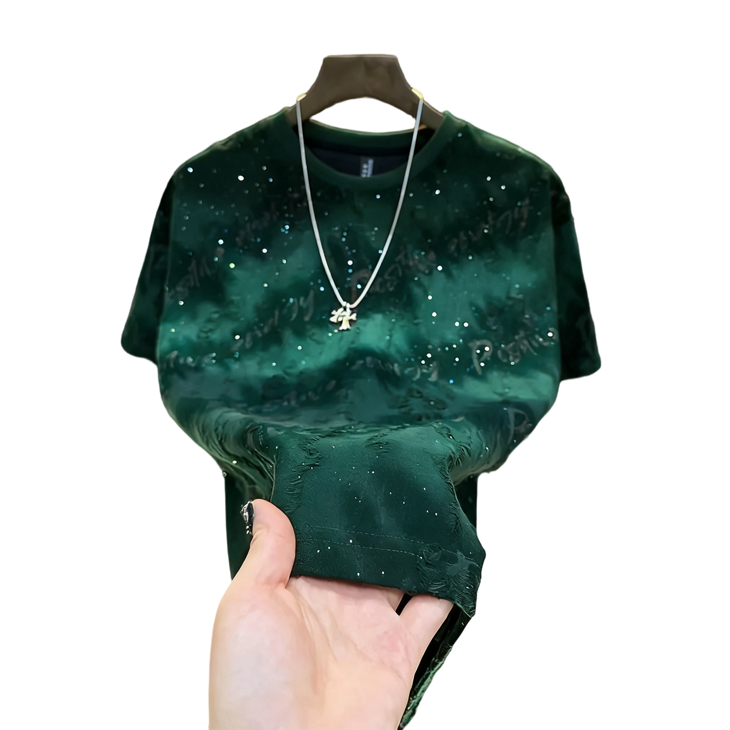 2026 Summer New Short-Sleeve Starry Sky Hollow-Out Design Fashion T-Shirt