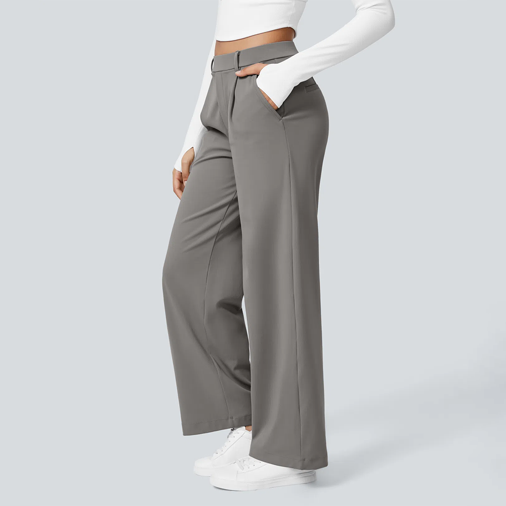 Flex High Waisted Pocket Straight Leg Work Pants