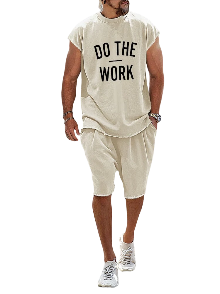 Casual Loose Fit Word Printed Sports Set