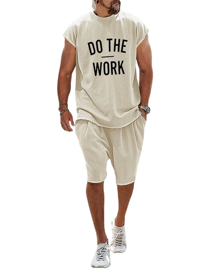 Casual Loose Fit Word Printed Sports Set