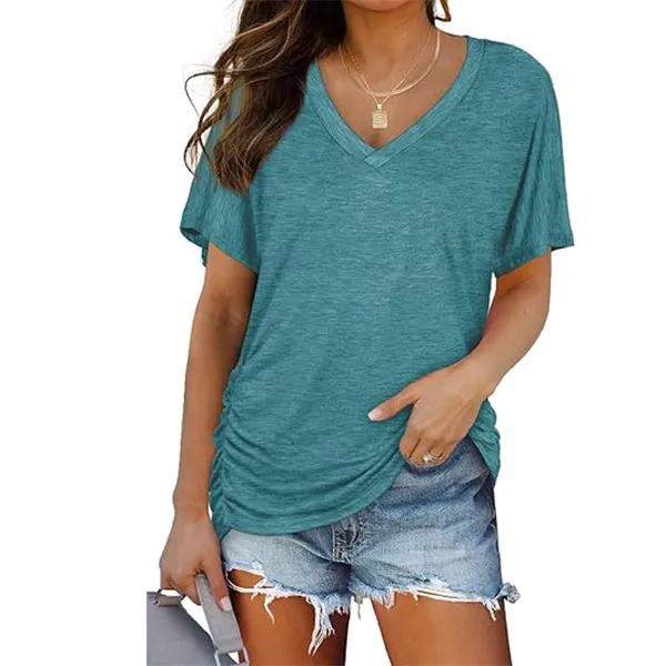 💖Womens Short Sleeve V Neck Dolman Tops