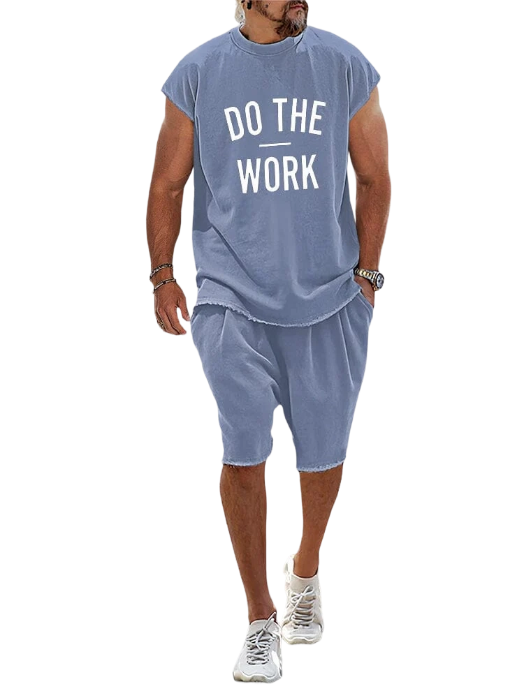 Casual Loose Fit Word Printed Sports Set