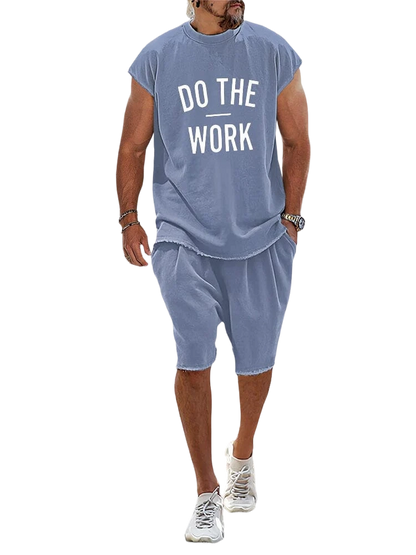 Casual Loose Fit Word Printed Sports Set
