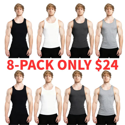 Men's Tank Top Scoop Neck Knit Gym Workout Muscle Tank Undershirt Sleeveless Shirts