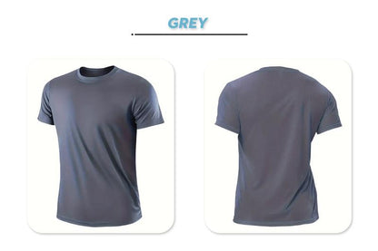 Five/Ten Pack Men's Highly Elastic Moisture-Wicking T-shirt Soft, Quick-Drying, Breathable Sports Solid Color Short-Sleeved Round Neck Running Fitness Lightweight Top, Four Seasons gym wear cycling