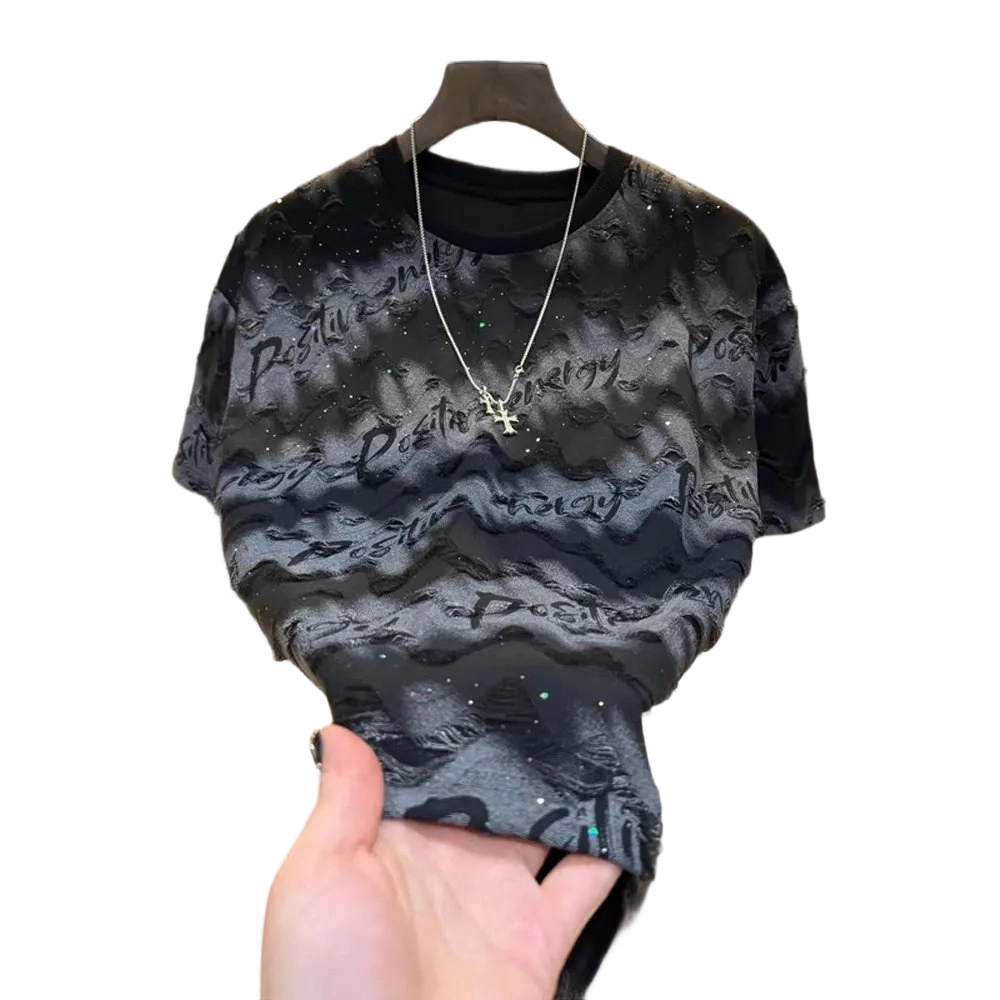 2026 Summer New Short-Sleeve Starry Sky Hollow-Out Design Fashion T-Shirt