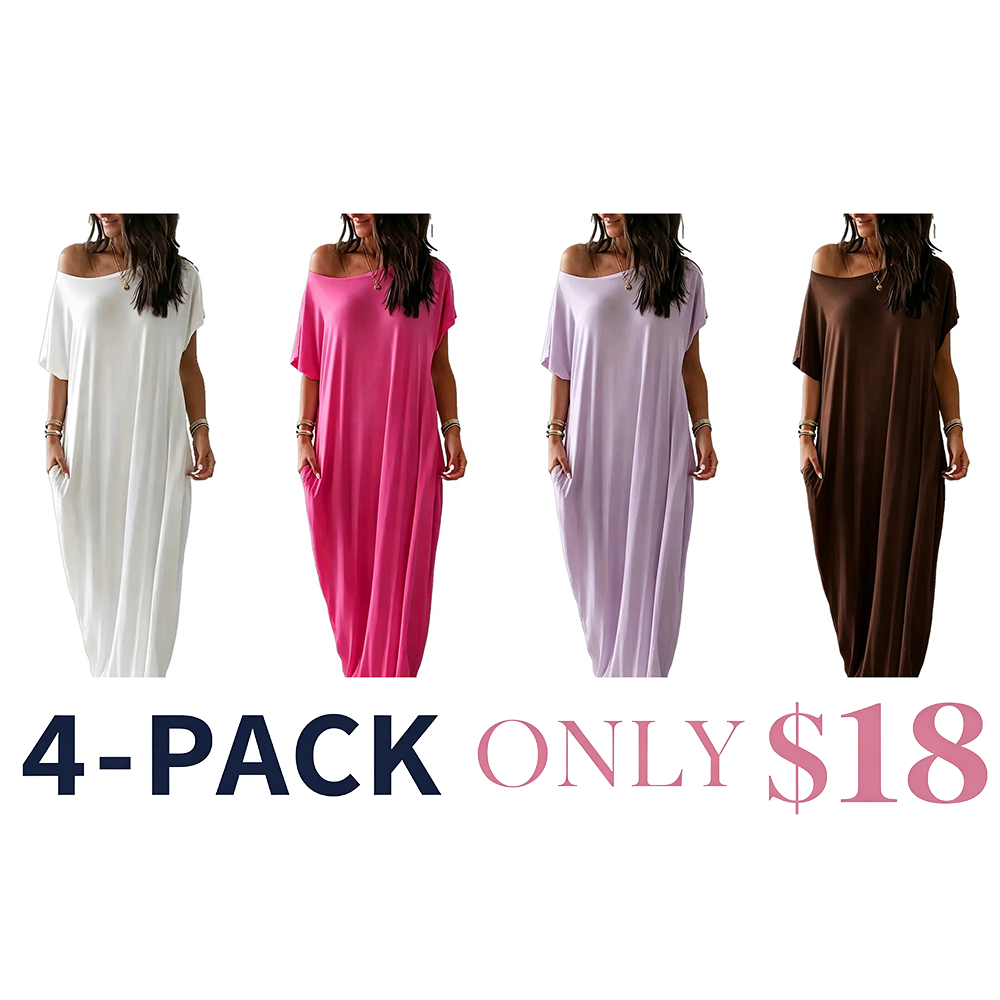 Women's Basic Solid Color Batwing Sleeve Loungewear Dress