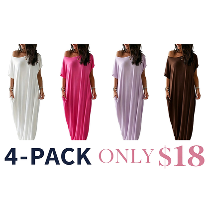 Women's Basic Solid Color Batwing Sleeve Loungewear Dress