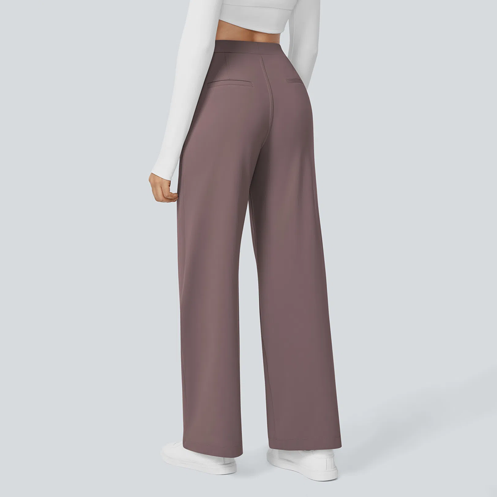 Flex High Waisted Pocket Straight Leg Work Pants
