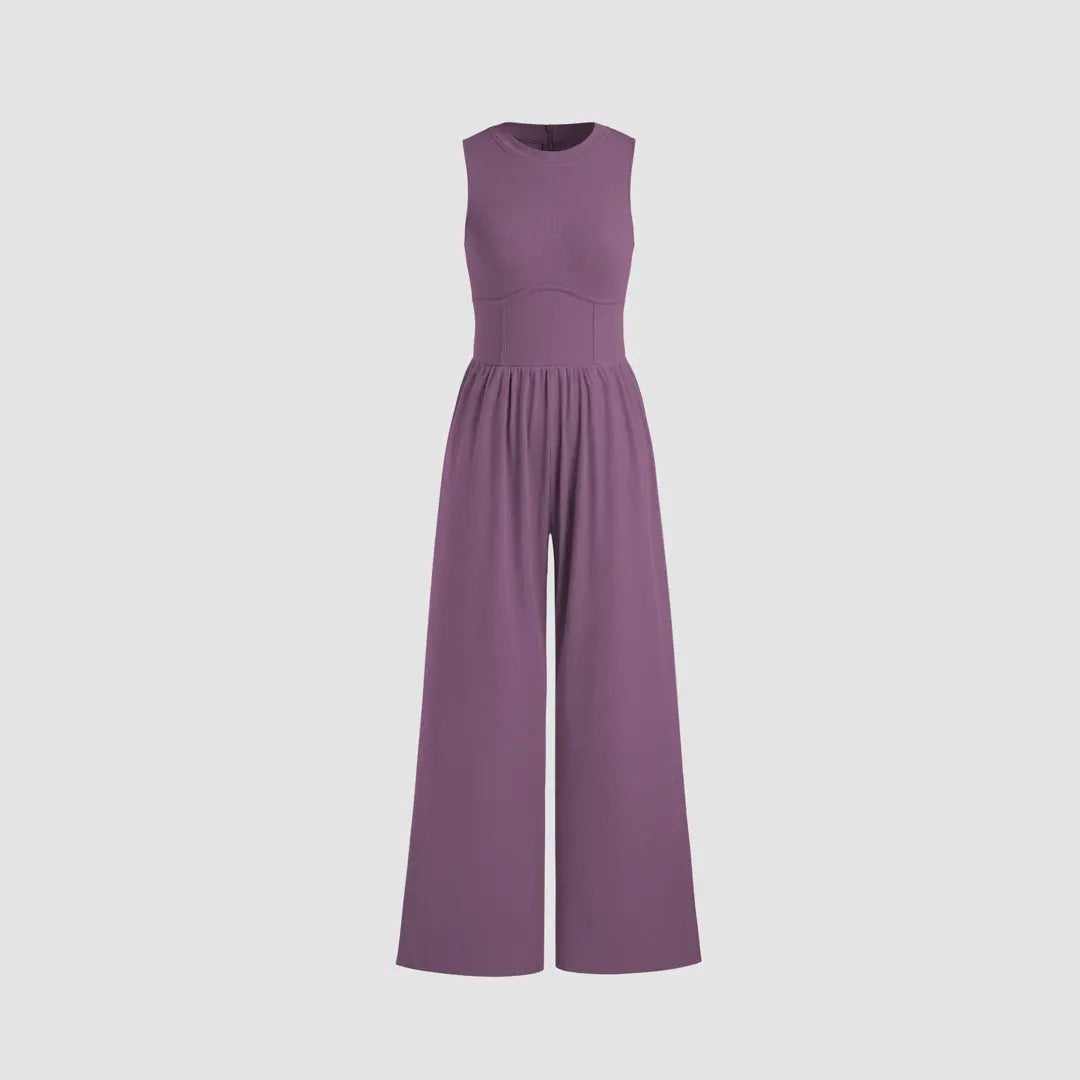 Soft & Stretchy Sleeveless Wide Leg Jumpsuit with Pockets