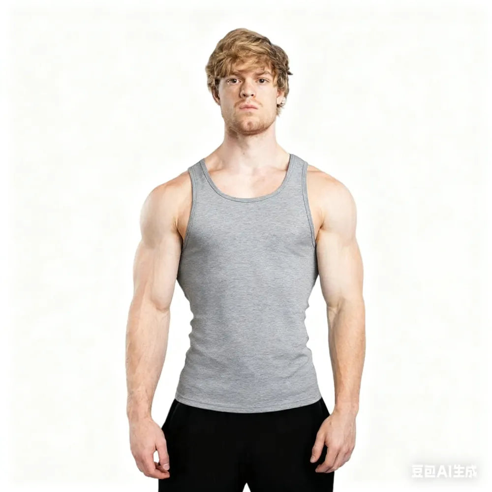 Men's Tank Top Scoop Neck Knit Gym Workout Muscle Tank Undershirt Sleeveless Shirts