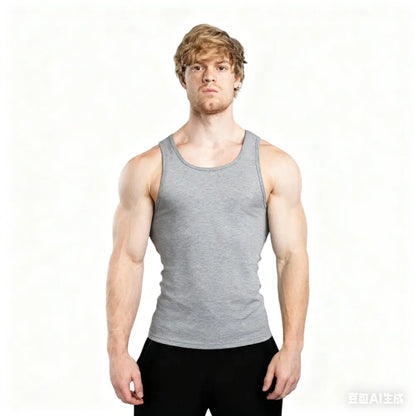 Men's Tank Top Scoop Neck Knit Gym Workout Muscle Tank Undershirt Sleeveless Shirts