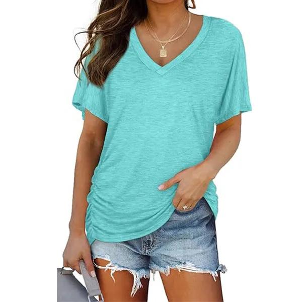 💖Womens Short Sleeve V Neck Dolman Tops