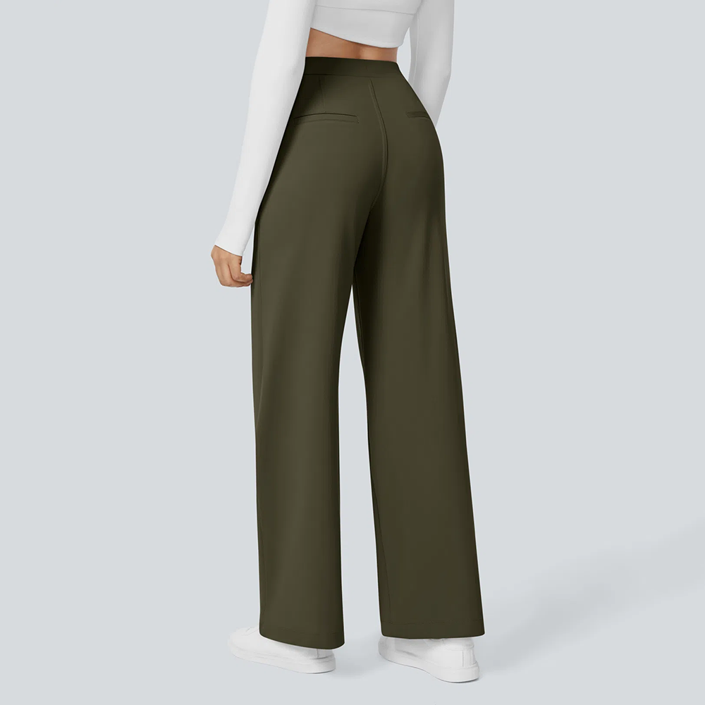 Flex High Waisted Pocket Straight Leg Work Pants