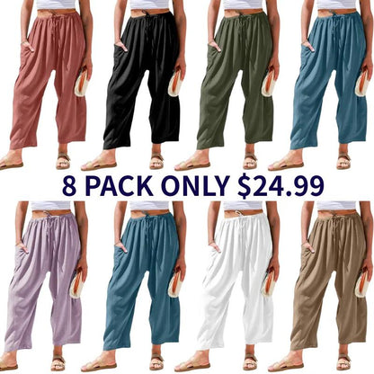 Womens Linen Wide Leg Pants