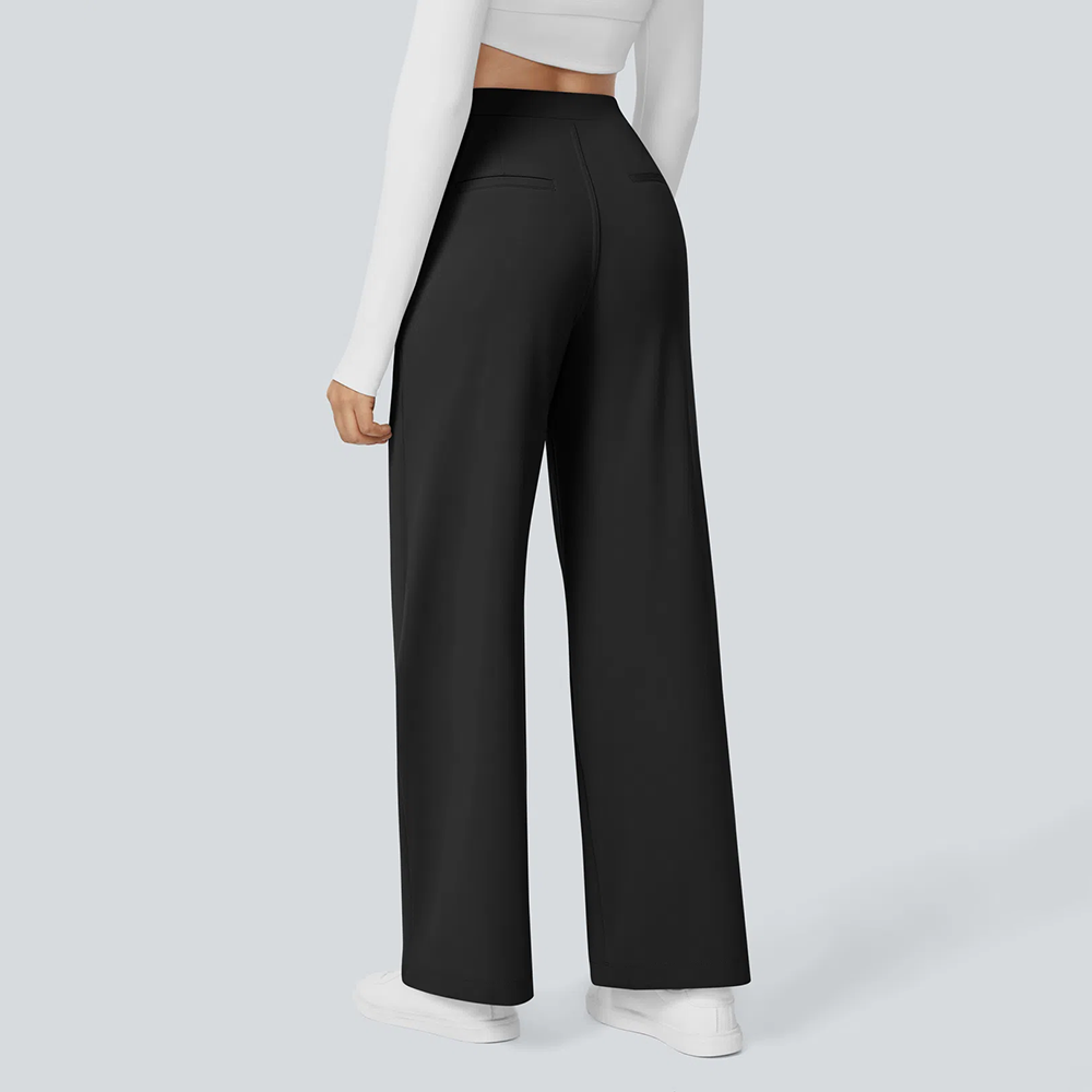 Flex High Waisted Pocket Straight Leg Work Pants