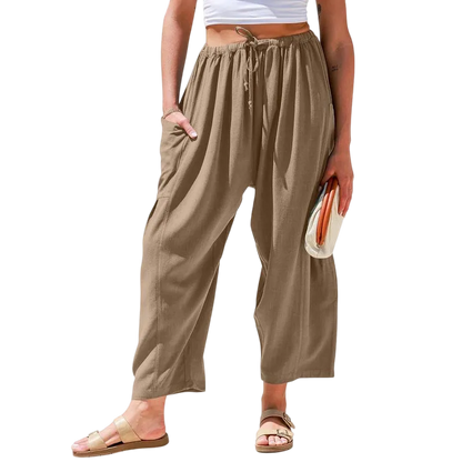 Womens Linen Wide Leg Pants