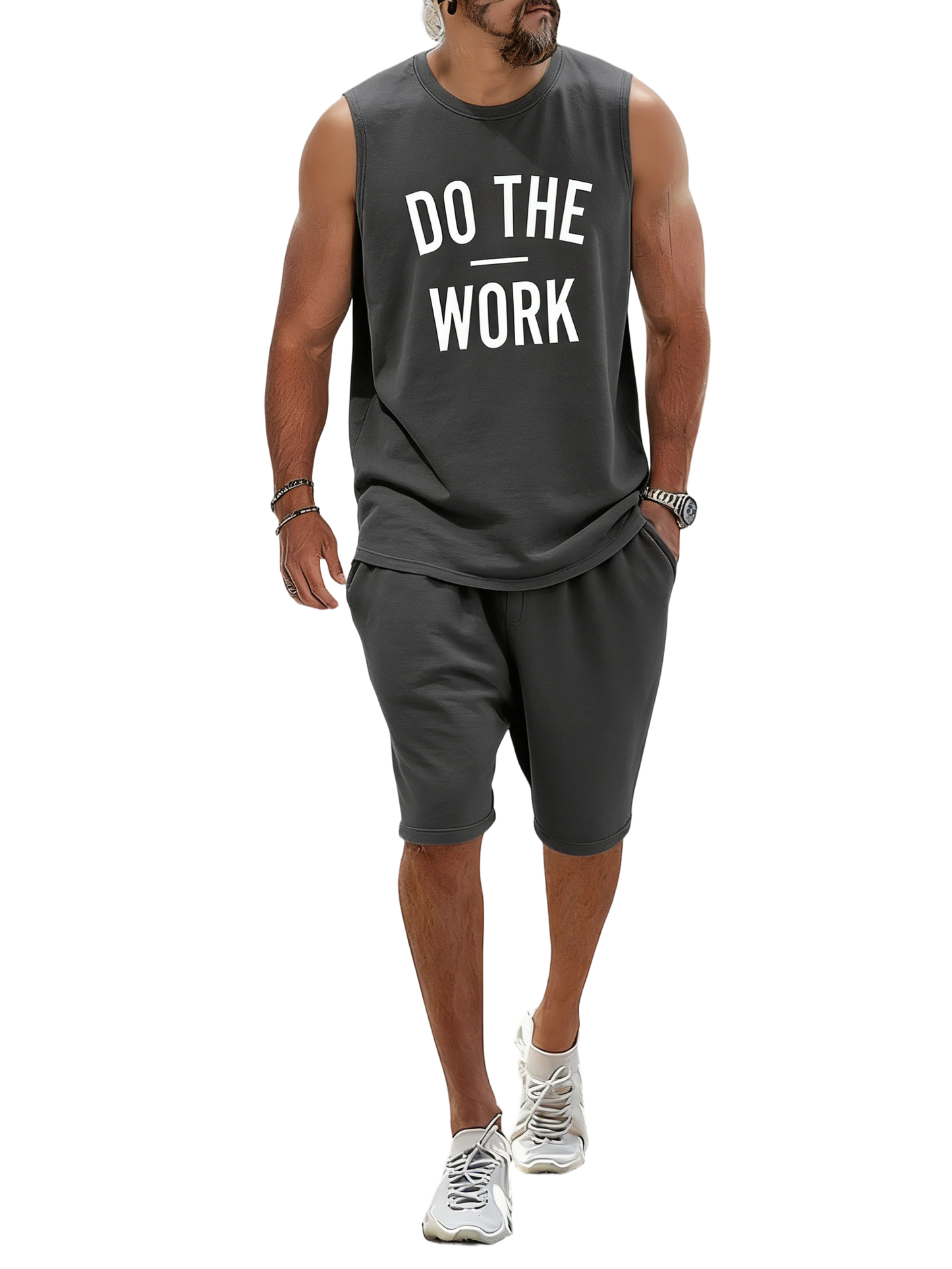 Casual Loose Fit Word Printed Sports Set