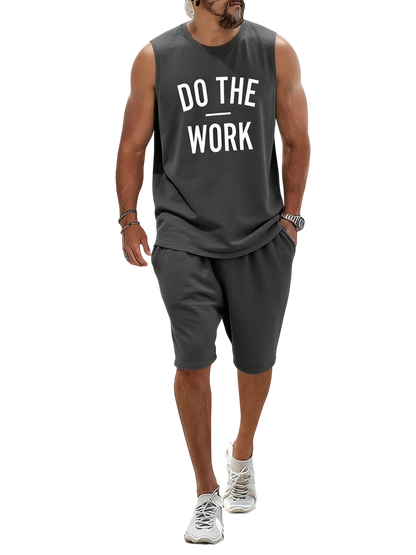 Casual Loose Fit Word Printed Sports Set