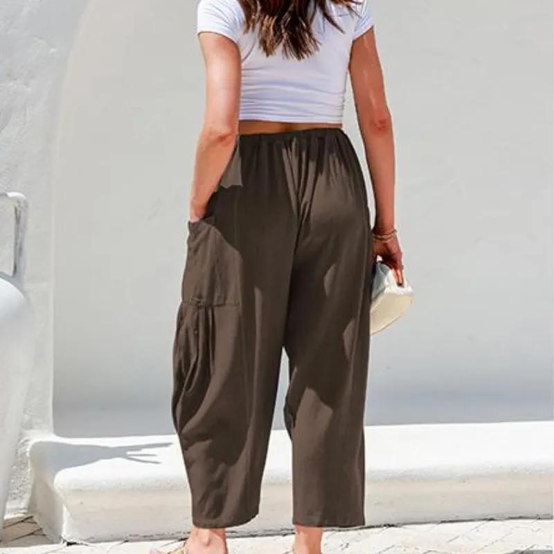 Womens Linen Wide Leg Pants