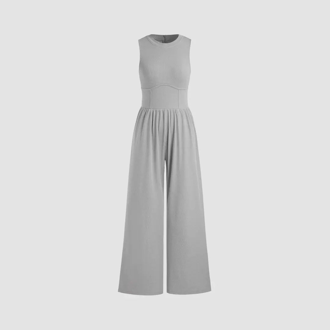 Soft & Stretchy Sleeveless Wide Leg Jumpsuit with Pockets