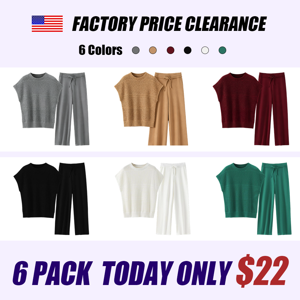Women'S Cotton Knit Crochet Sweater Set Two Piece Cozy Stylish Lounge Outfit For Casual Wear Comfortable Elegant