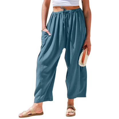 Womens Linen Wide Leg Pants