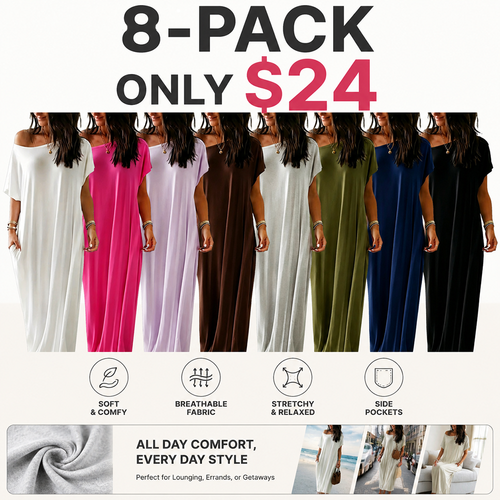 Women's Basic Solid Color Batwing Sleeve Loungewear Dress