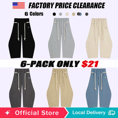 「90%OFF only today」 Baggy Wide Leg Pants for Women Casual Elastic Waist Lantern Trouser Sweatpants Womenswear Everyday Comfortable Nautical Rope Drawstring Unisex Fit 155-185cm