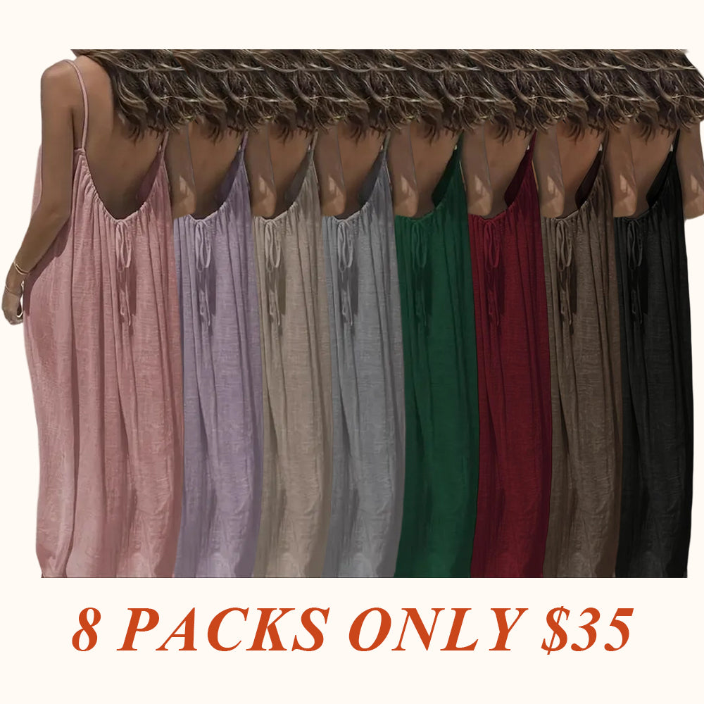 Women's Solid Color Cami Lounge Dress, Elegant Sleeveless Long Dress for Summer, Ladies Sleepwear for Indoor Wear