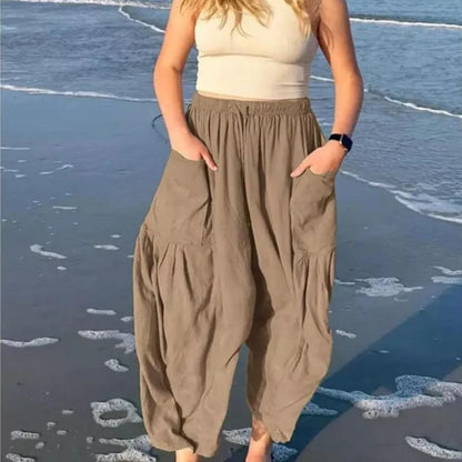 Womens Linen Wide Leg Pants