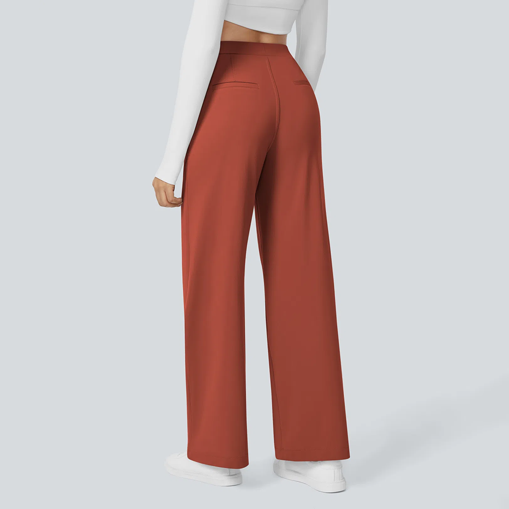 Flex High Waisted Pocket Straight Leg Work Pants