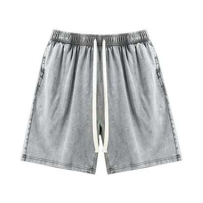 Unisex athletic shorts, pure cotton athletic shorts, vintage acid washed finish
