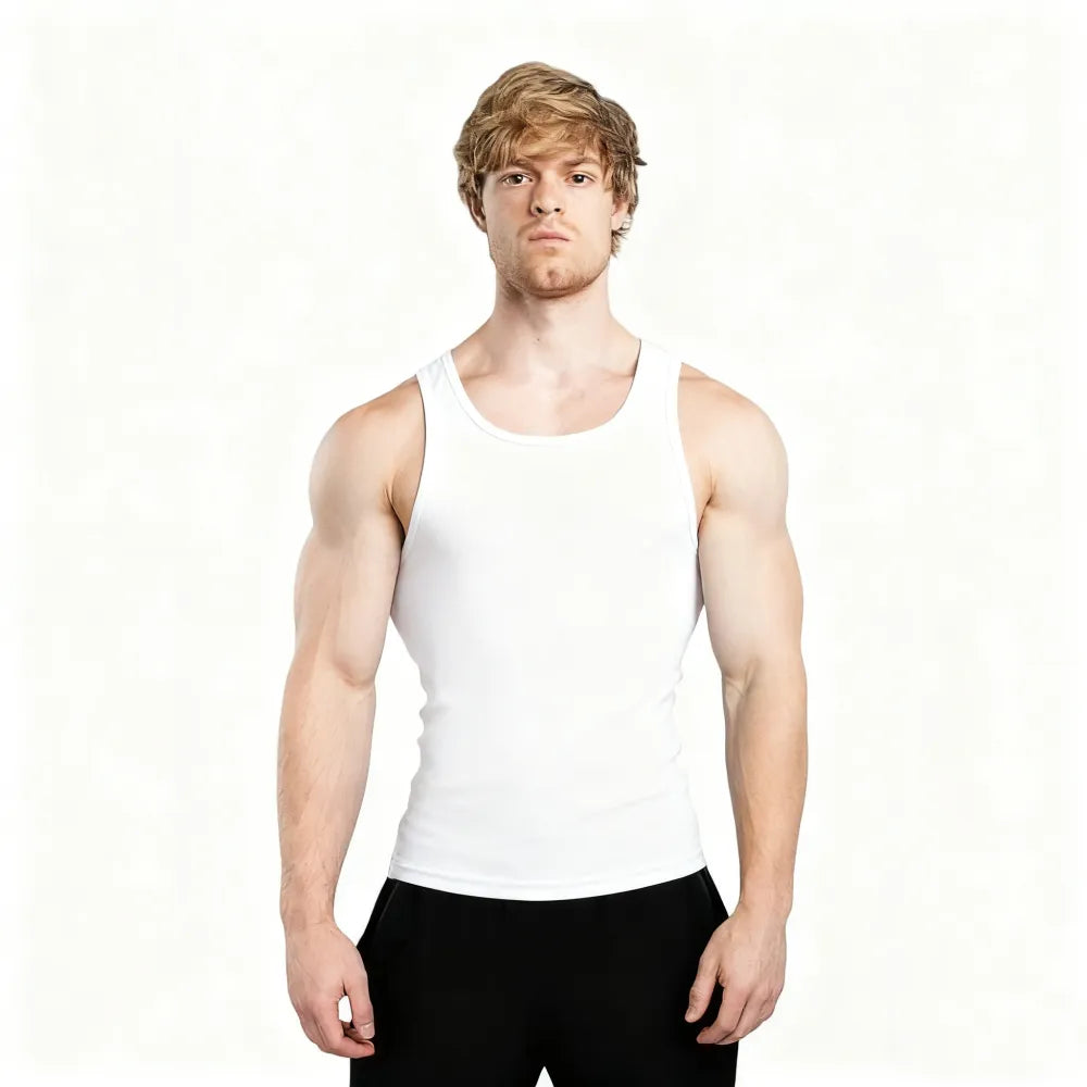 Men's Tank Top Scoop Neck Knit Gym Workout Muscle Tank Undershirt Sleeveless Shirts