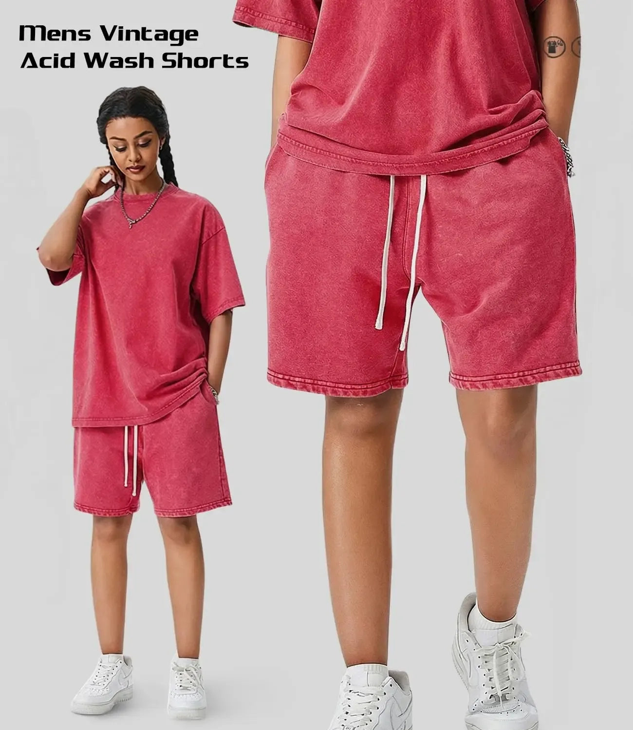 Unisex athletic shorts, pure cotton athletic shorts, vintage acid washed finish