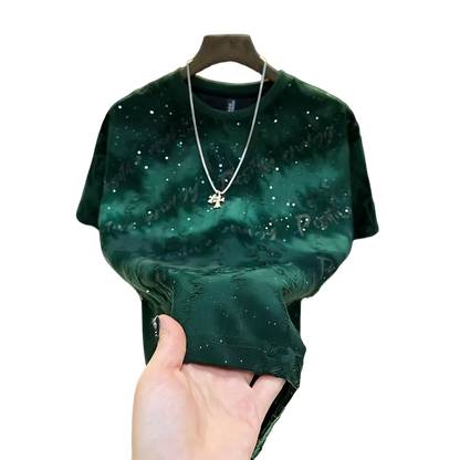 2026 Summer New Short-Sleeve Starry Sky Hollow-Out Design Fashion T-Shirt