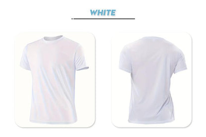 Five/Ten Pack Men's Highly Elastic Moisture-Wicking T-shirt Soft, Quick-Drying, Breathable Sports Solid Color Short-Sleeved Round Neck Running Fitness Lightweight Top, Four Seasons gym wear cycling