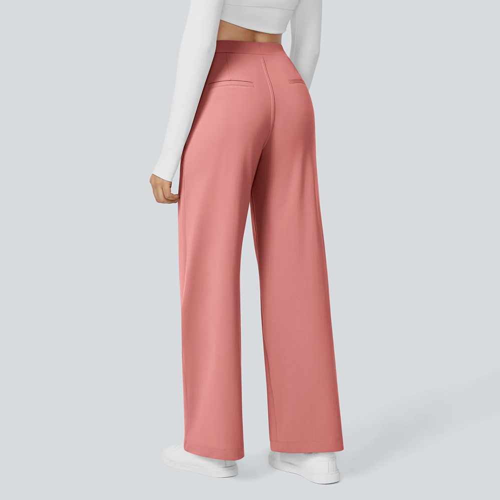 Flex High Waisted Pocket Straight Leg Work Pants