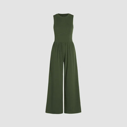 Soft & Stretchy Sleeveless Wide Leg Jumpsuit with Pockets