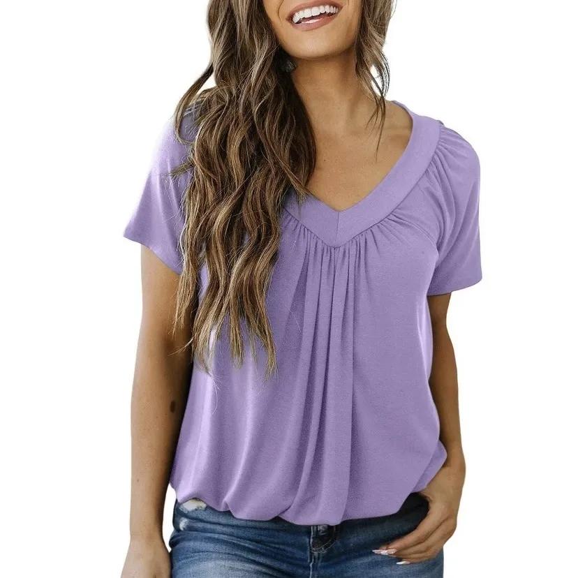 ✨Women's Casual Short Sleeve V Neck Basic T-shirts