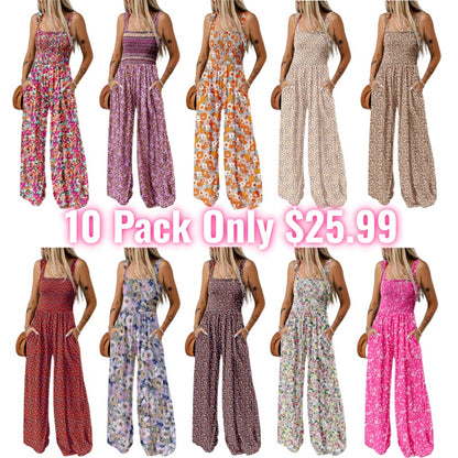 💕Women's Casual Print Sleeveless Overalls Jumpsuits