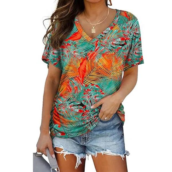 💖Womens Short Sleeve V Neck Dolman Tops