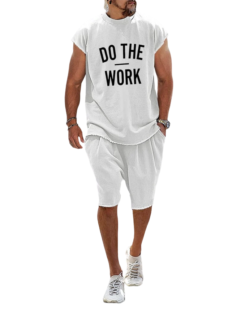 Casual Loose Fit Word Printed Sports Set