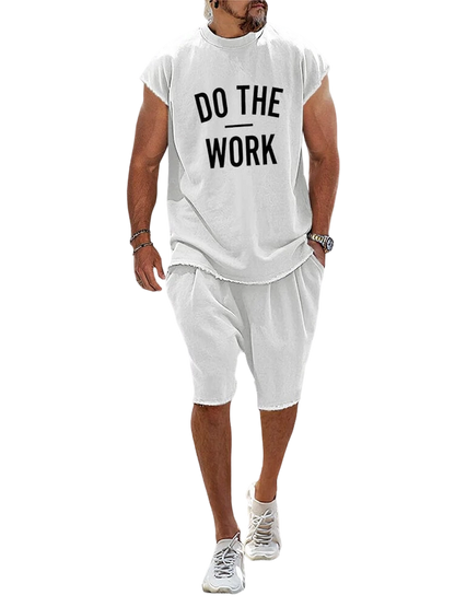 Casual Loose Fit Word Printed Sports Set