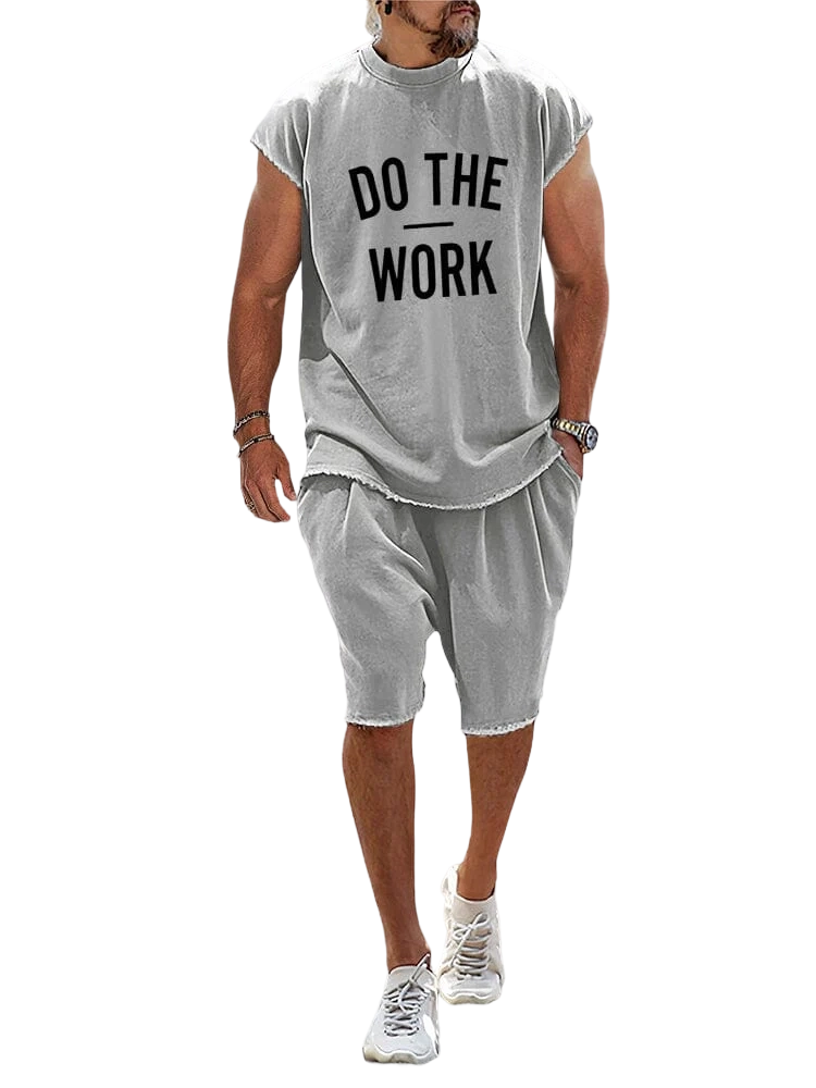 Casual Loose Fit Word Printed Sports Set
