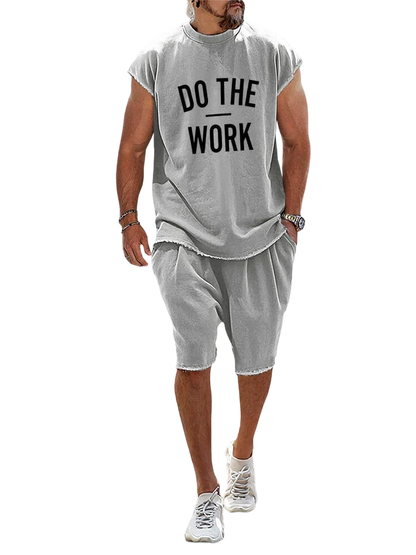 Casual Loose Fit Word Printed Sports Set