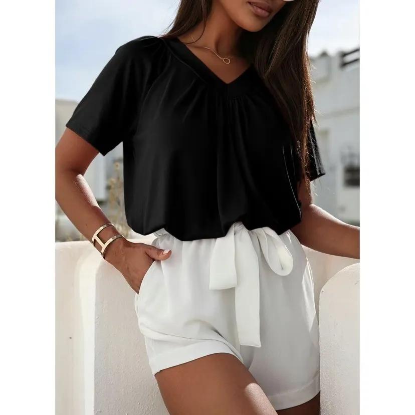 ✨Women's Casual Short Sleeve V Neck Basic T-shirts