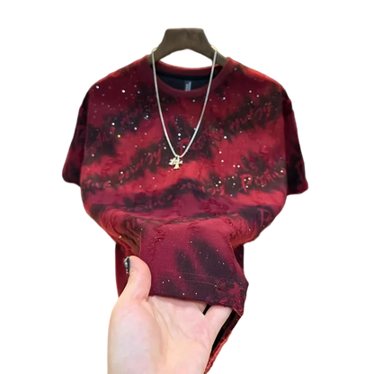 2026 Summer New Short-Sleeve Starry Sky Hollow-Out Design Fashion T-Shirt