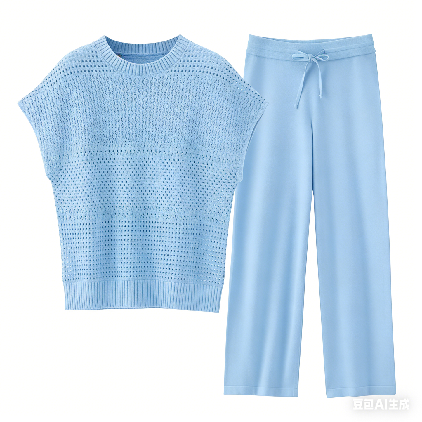 Women'S Cotton Knit Crochet Sweater Set Two Piece Cozy Stylish Lounge Outfit For Casual Wear Comfortable Elegant