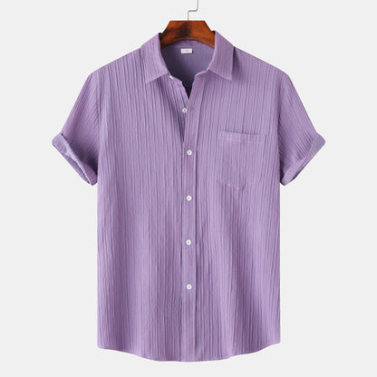 2025 Summer New Men'S Solid Color Lapel Short Sleeve Shirt Men